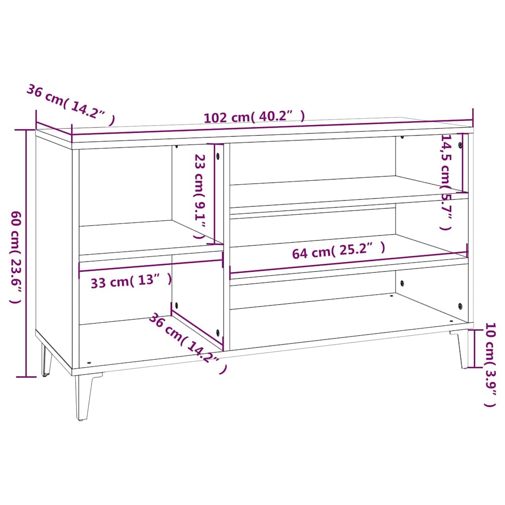 Scarpiera Bianca 102x36x60 cm in Legno Multistrato