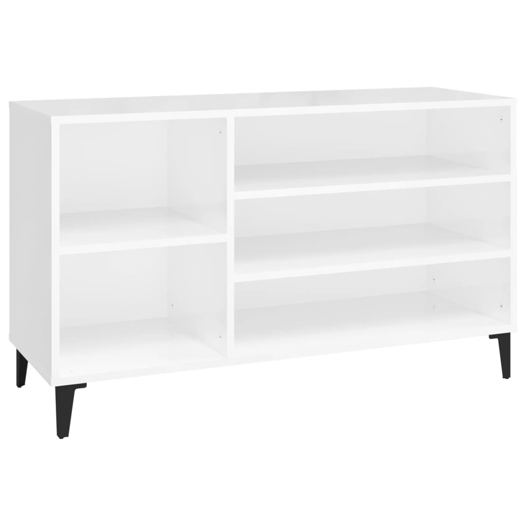 Scarpiera Bianco Lucido 102x36x60 cm in Legno Multistrato - homemem39