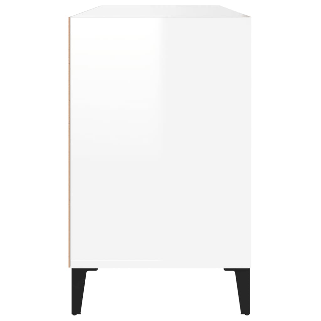 Scarpiera Bianco Lucido 102x36x60 cm in Legno Multistrato - homemem39