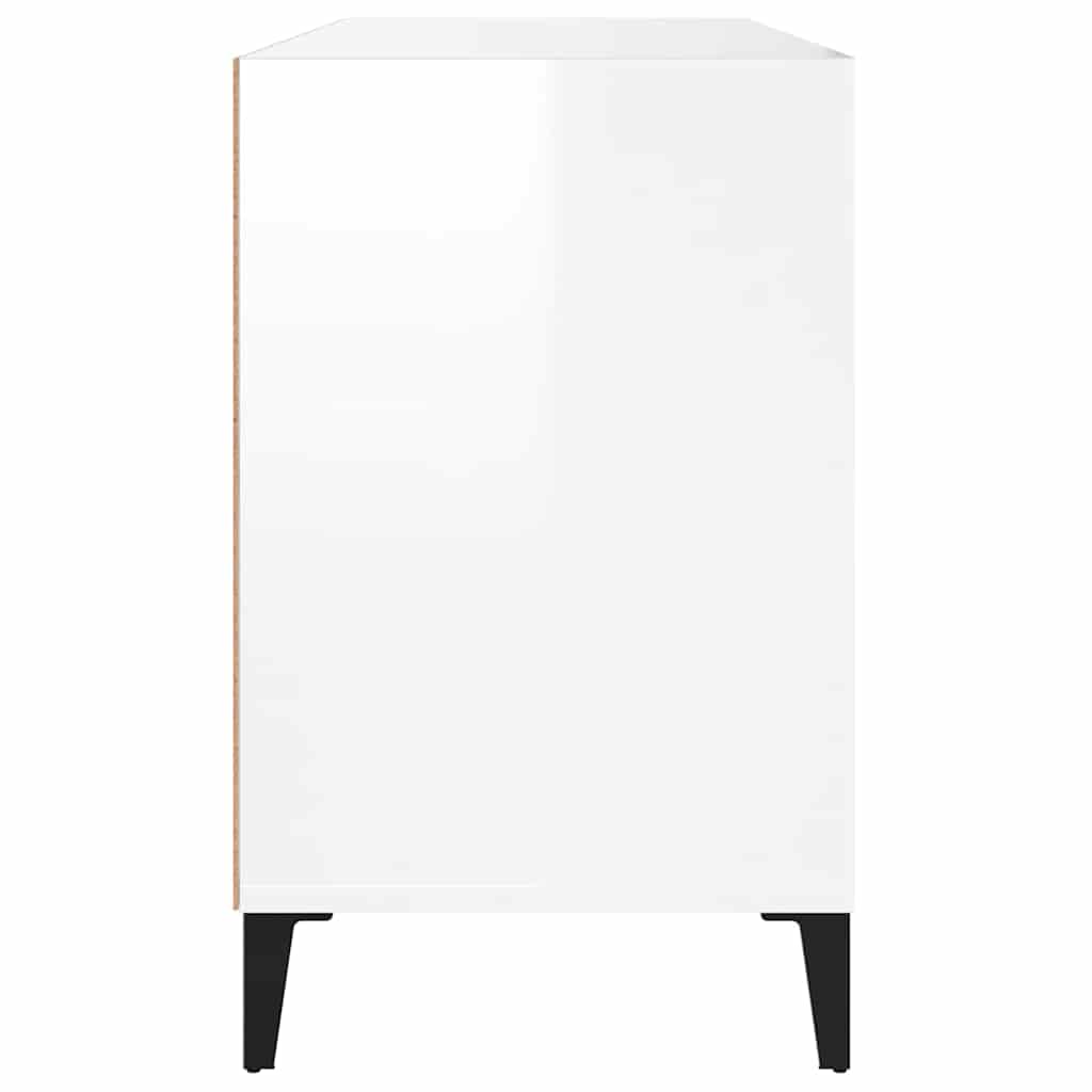 Scarpiera Bianco Lucido 102x36x60 cm in Legno Multistrato