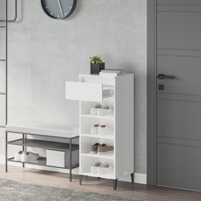 Scarpiera Bianco Lucido 40x36x105 cm in Legno Multistrato - homemem39