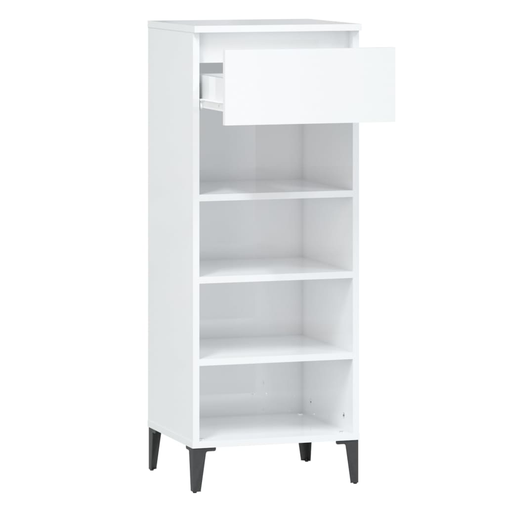 Scarpiera Bianco Lucido 40x36x105 cm in Legno Multistrato - homemem39