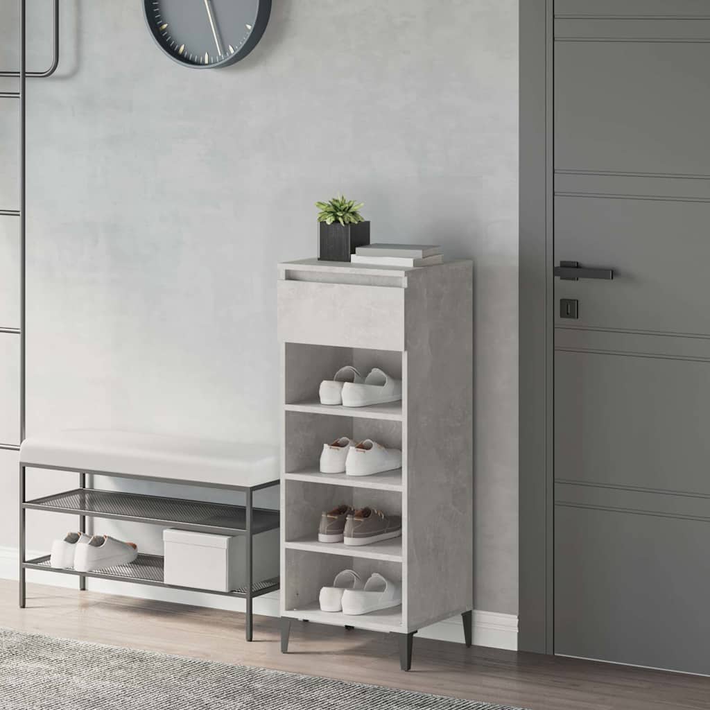 Scarpiera Grigio Cemento 40x36x105 cm in Legno Multistrato
