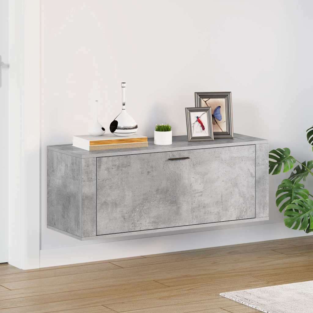 Scarpiera a Muro Grigio Cemento100x35x38cm in Legno Multistrato - homemem39
