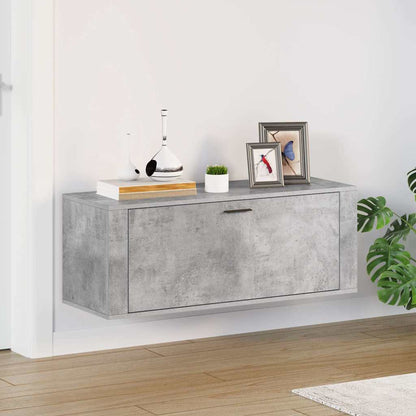 Scarpiera a Muro Grigio Cemento100x35x38cm in Legno Multistrato - homemem39