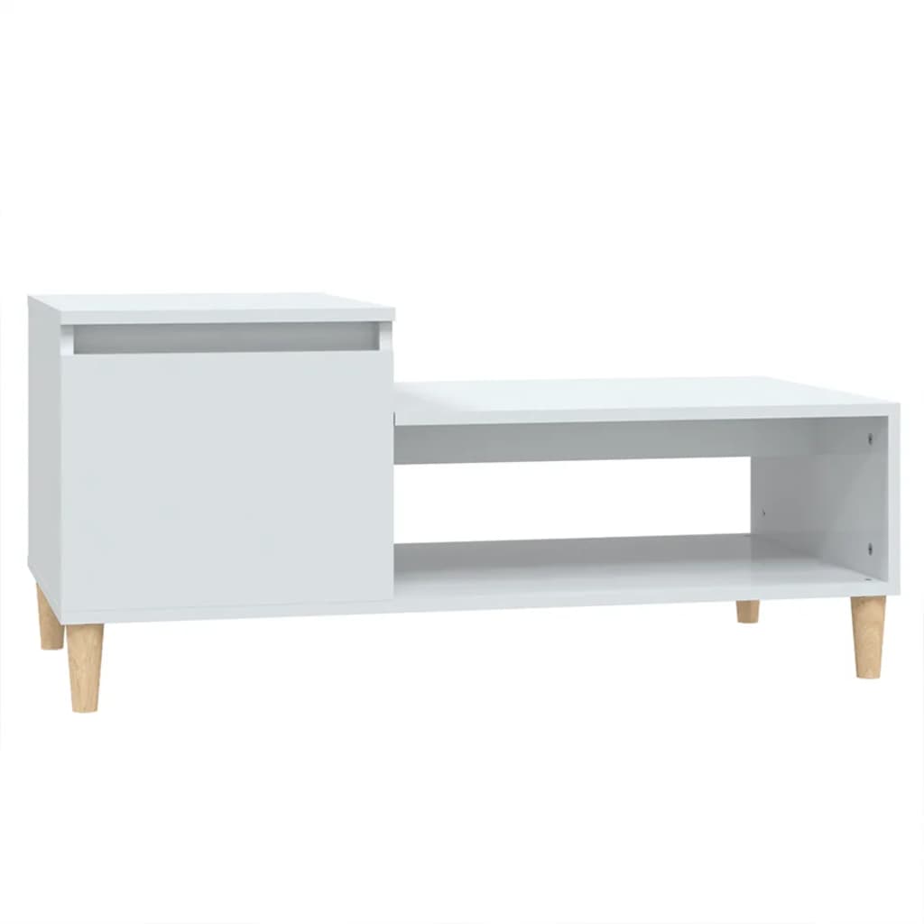 Tavolino da Salotto Bianco Lucido 100x50x45cm Legno Multistrato | homemem39