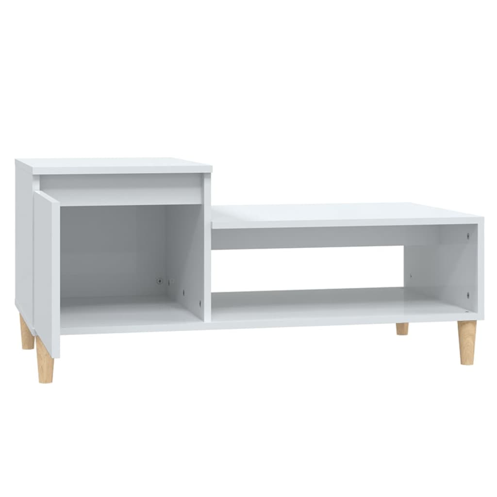 Tavolino da Salotto Bianco Lucido 100x50x45cm Legno Multistrato | homemem39