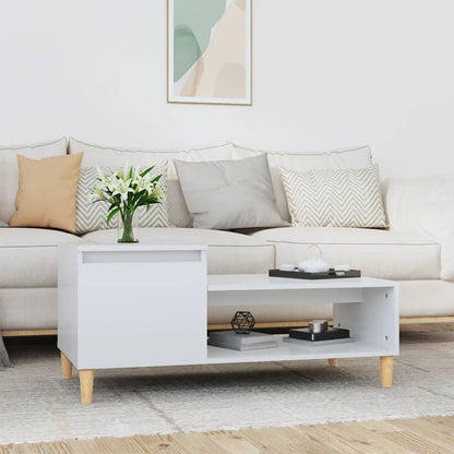 Tavolino da Salotto Bianco Lucido 100x50x45cm Legno Multistrato | homemem39