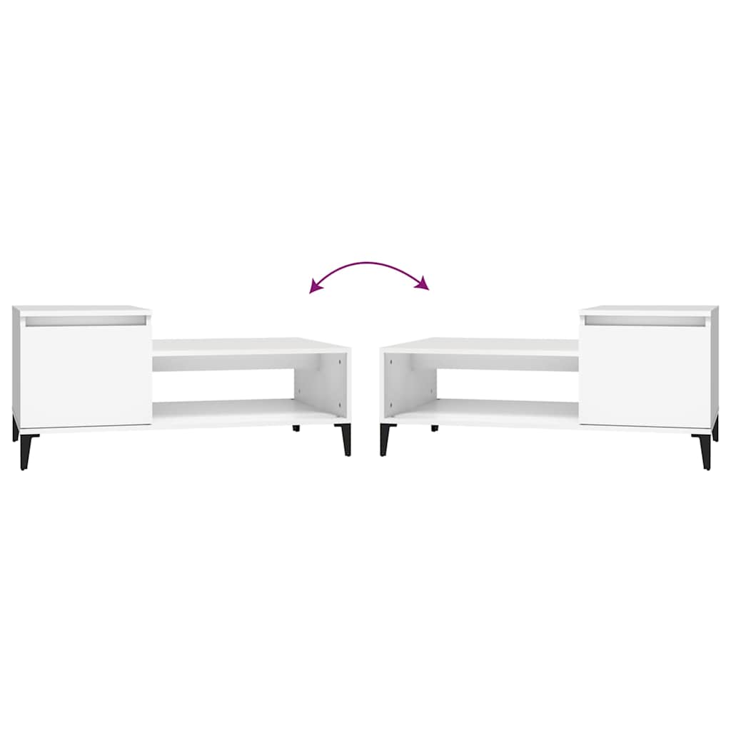 Tavolino da Salotto Bianco 100x50x45 cm in Legno Multistrato