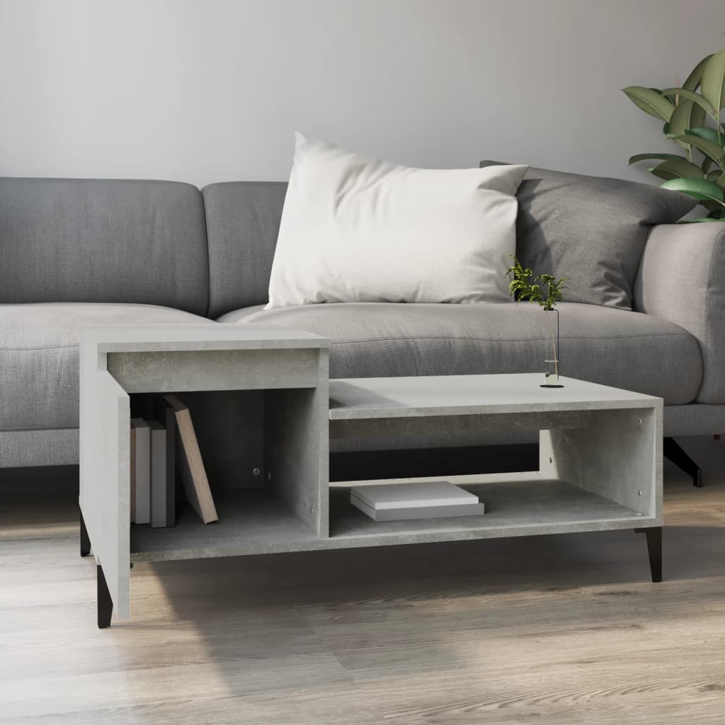 Tavolino Salotto Grigio Cemento 100x50x45 cm Legno Multistrato | homemem39