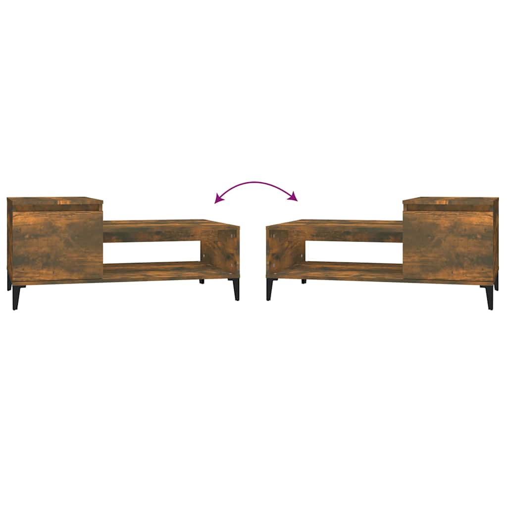 Tavolino da Salotto Rovere Fumo 100x50x45 cm Legno Multistrato