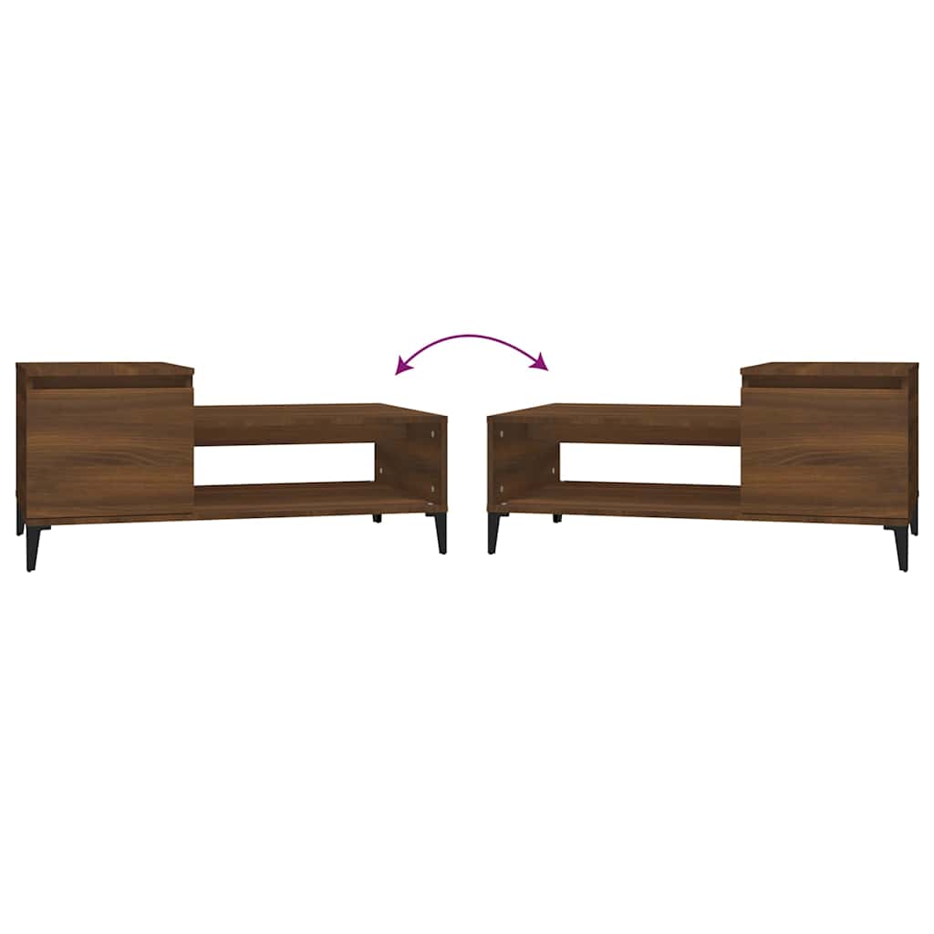 Tavolino da Salotto Rovere Marrone100x50x45cm Legno Multistrato