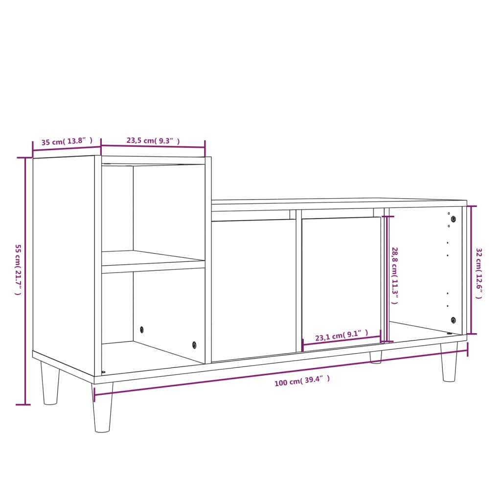 Mobile TV Grigio Sonoma 100x35x55 cm in Legno Multistrato