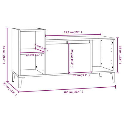 Mobile TV Rovere Marrone 100x35x55 cm in Legno Multistrato