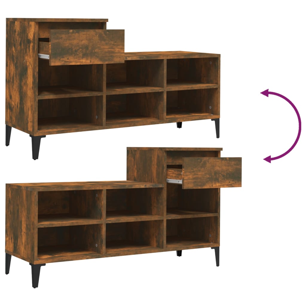 Scarpiera Rovere Fumo 102x36x60 cm in Legno Multistrato - homemem39