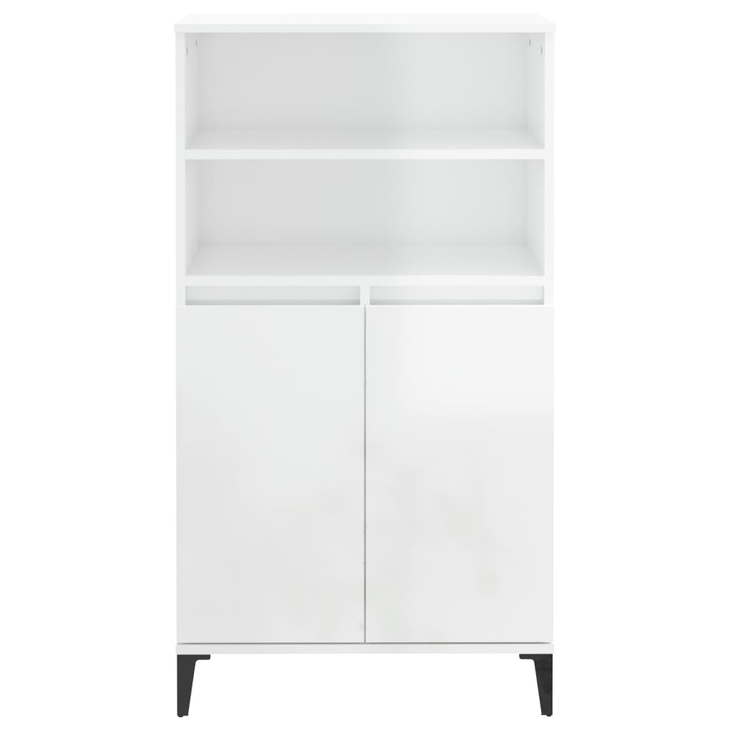 Credenza Bianco Lucido 60x36x110 cm in Legno Multistrato - homemem39