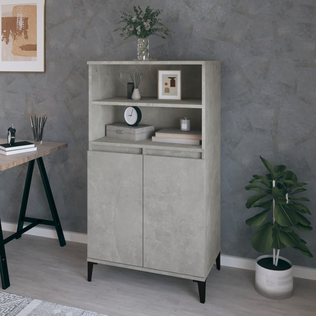 Credenza Grigio Cemento 60x36x110 cm in Legno Multistrato - homemem39