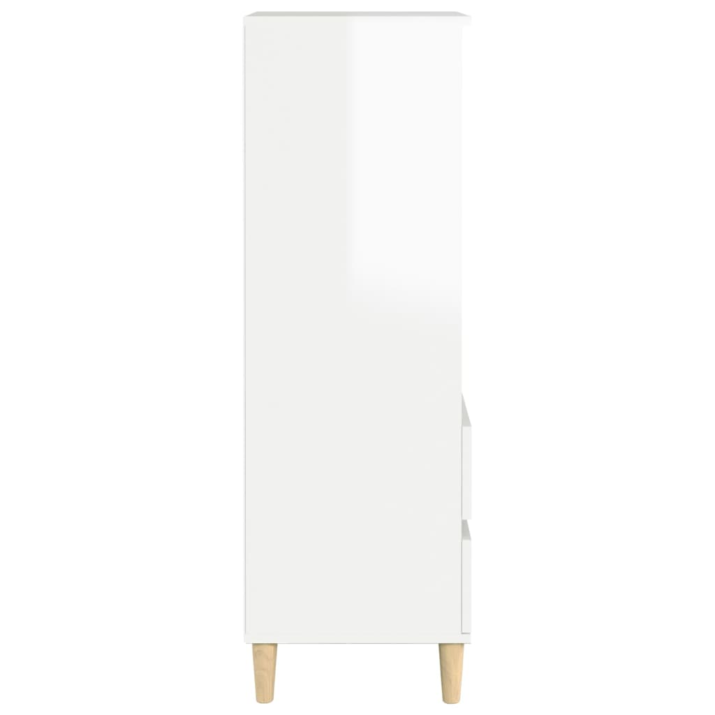Credenza Bianco Lucido 40x36x110 cm in Legno Multistrato