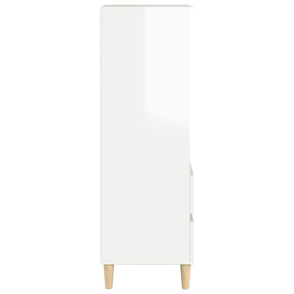 Credenza Bianco Lucido 40x36x110 cm in Legno Multistrato
