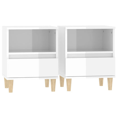 Comodini 2 pz in Bianco Lucido 40x35x50 cm - homemem39