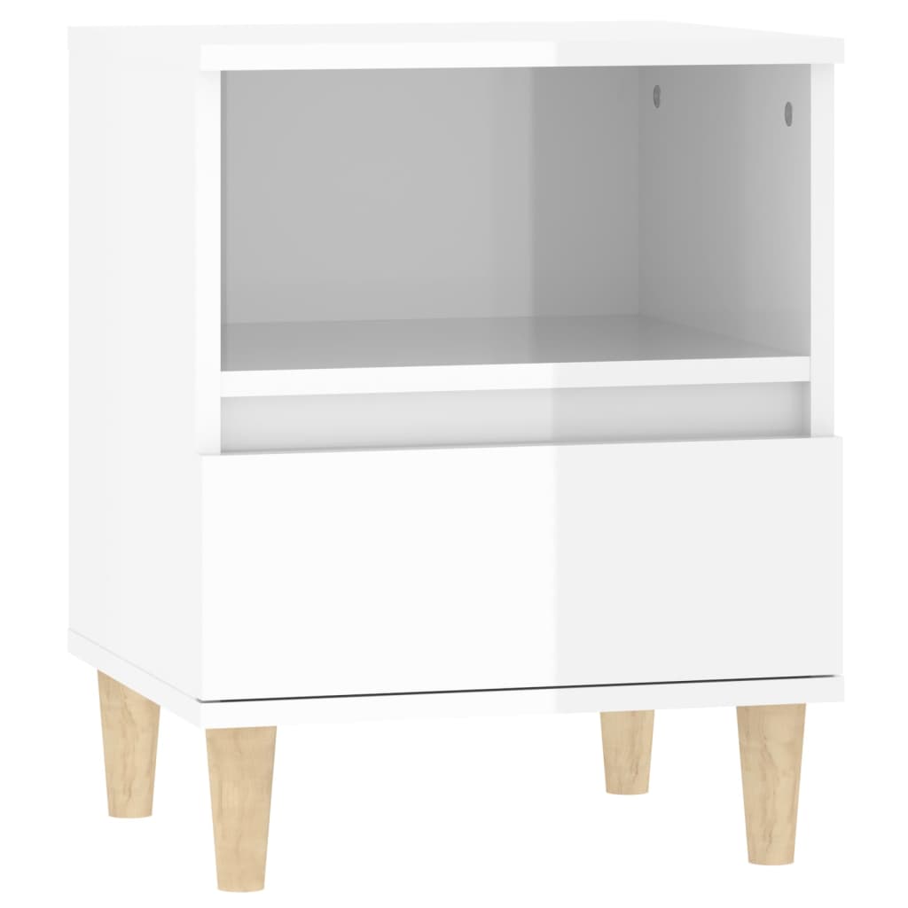 Comodini 2 pz in Bianco Lucido 40x35x50 cm - homemem39