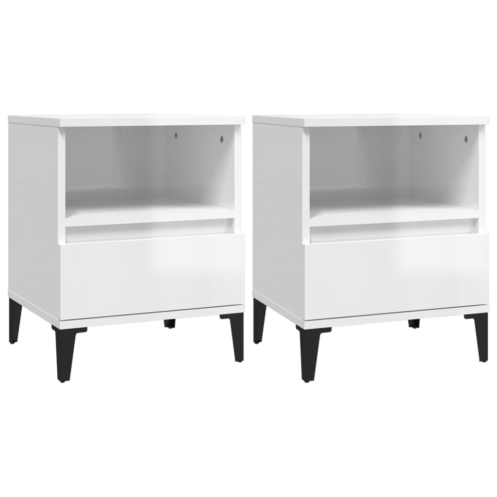 Comodini 2 pz in Bianco Lucido 40x35x50 cm - homemem39