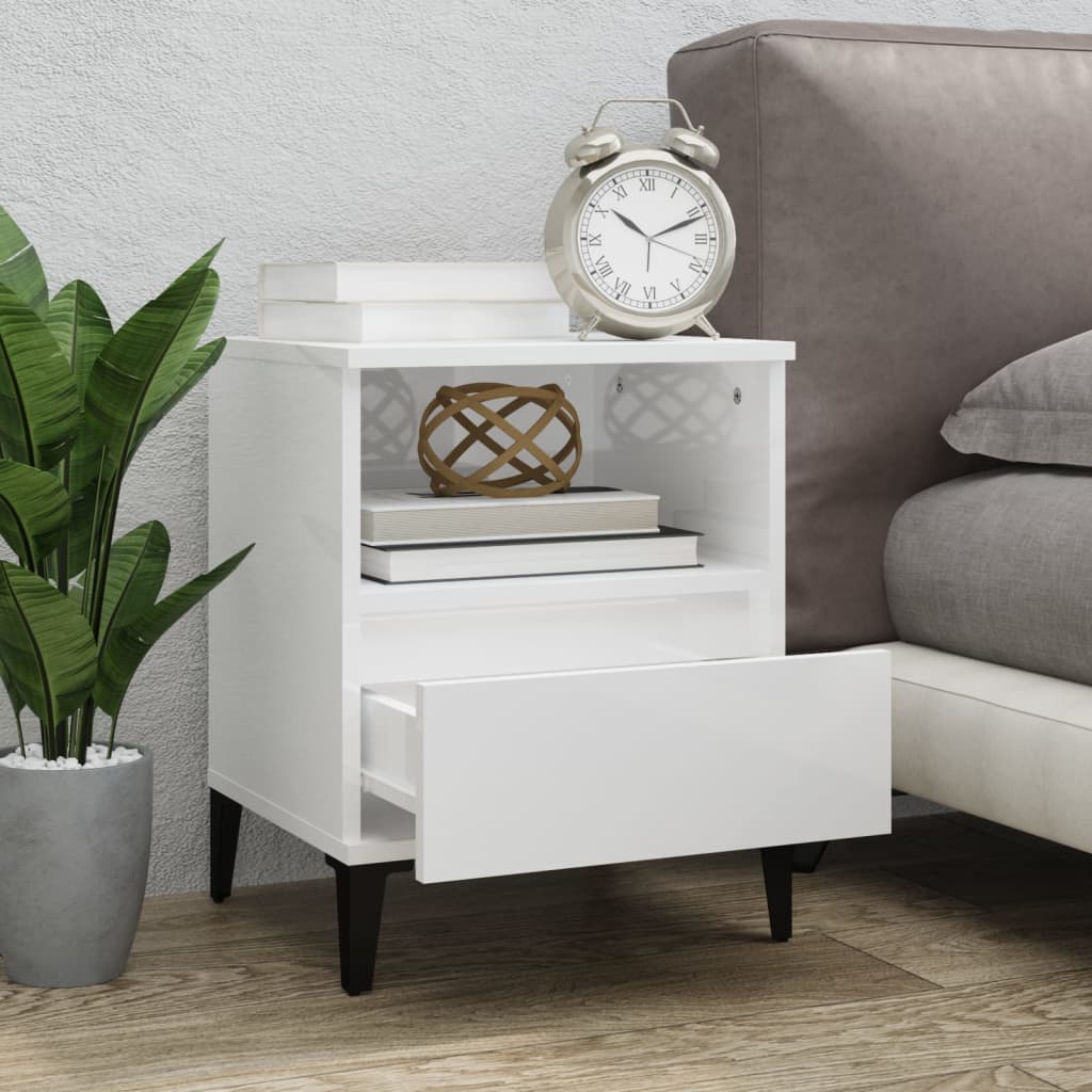 Comodini 2 pz in Bianco Lucido 40x35x50 cm - homemem39