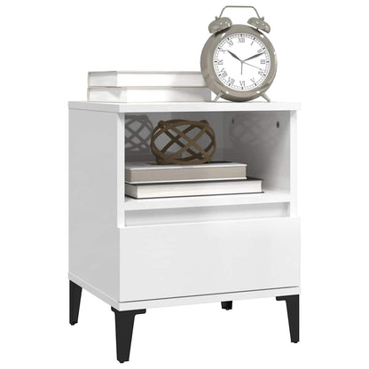 Comodini 2 pz in Bianco Lucido 40x35x50 cm