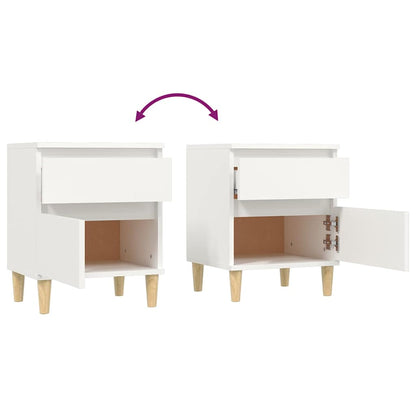 Comodini 2 pz in Bianco 40x35x50 cm