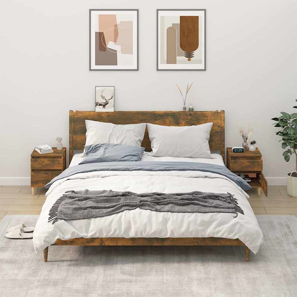 Comodini 2pz Rovere Fumo 40x35x50 cm