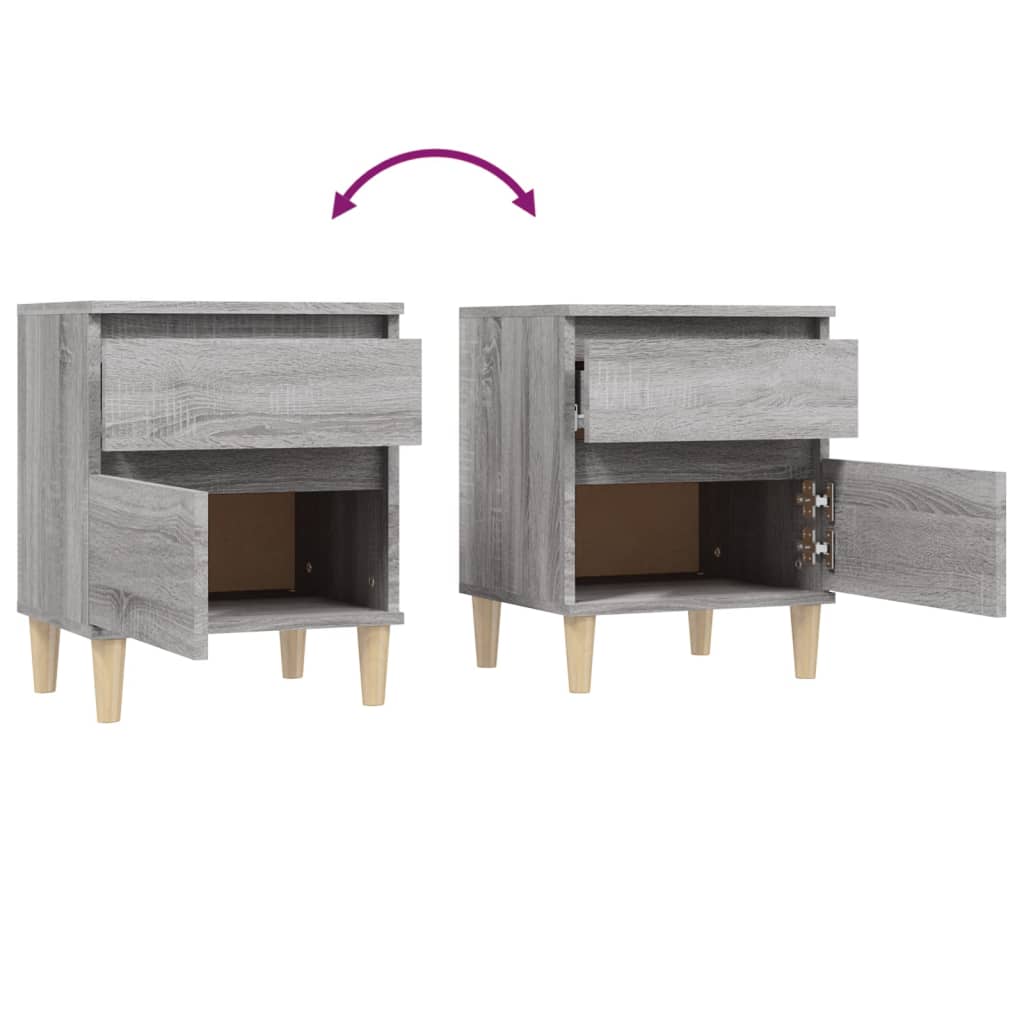 Comodino 2 pz Grigio Sonoma 40x35x50 cm