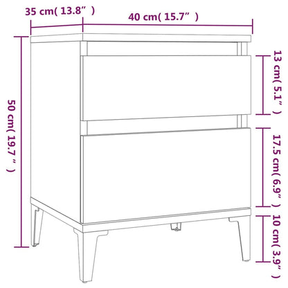 Comodini 2pz Rovere Fumo 40x35x50 cm