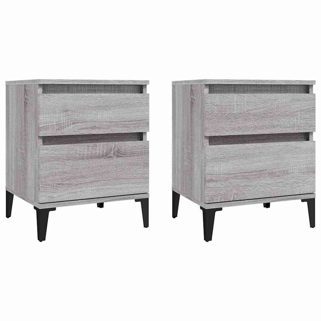 Comodino 2 pz Grigio Sonoma 40x35x50 cm