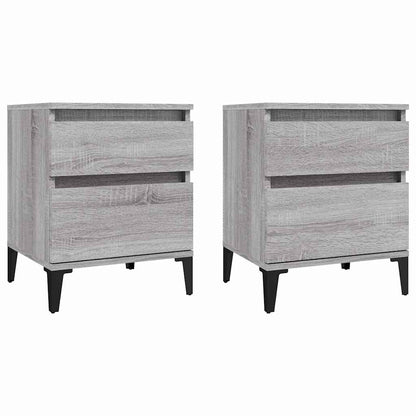 Comodino 2 pz Grigio Sonoma 40x35x50 cm