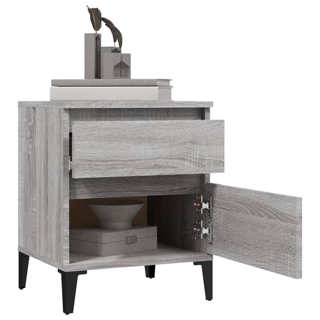 Comodino 2 pz Grigio Sonoma 40x35x50 cm