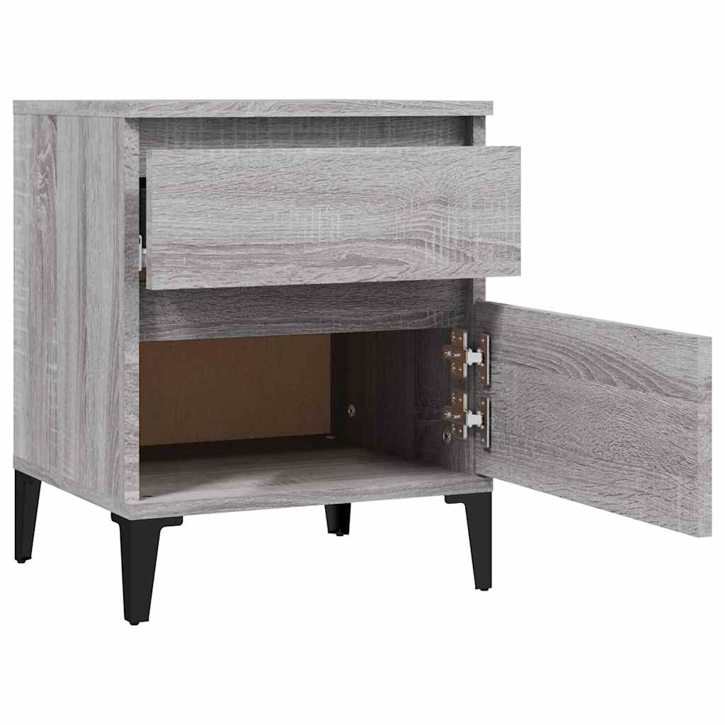 Comodino 2 pz Grigio Sonoma 40x35x50 cm