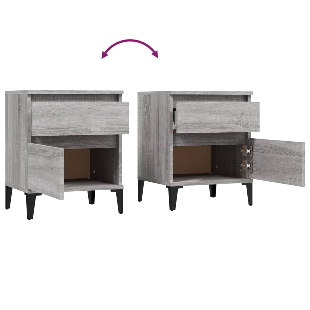 Comodino 2 pz Grigio Sonoma 40x35x50 cm