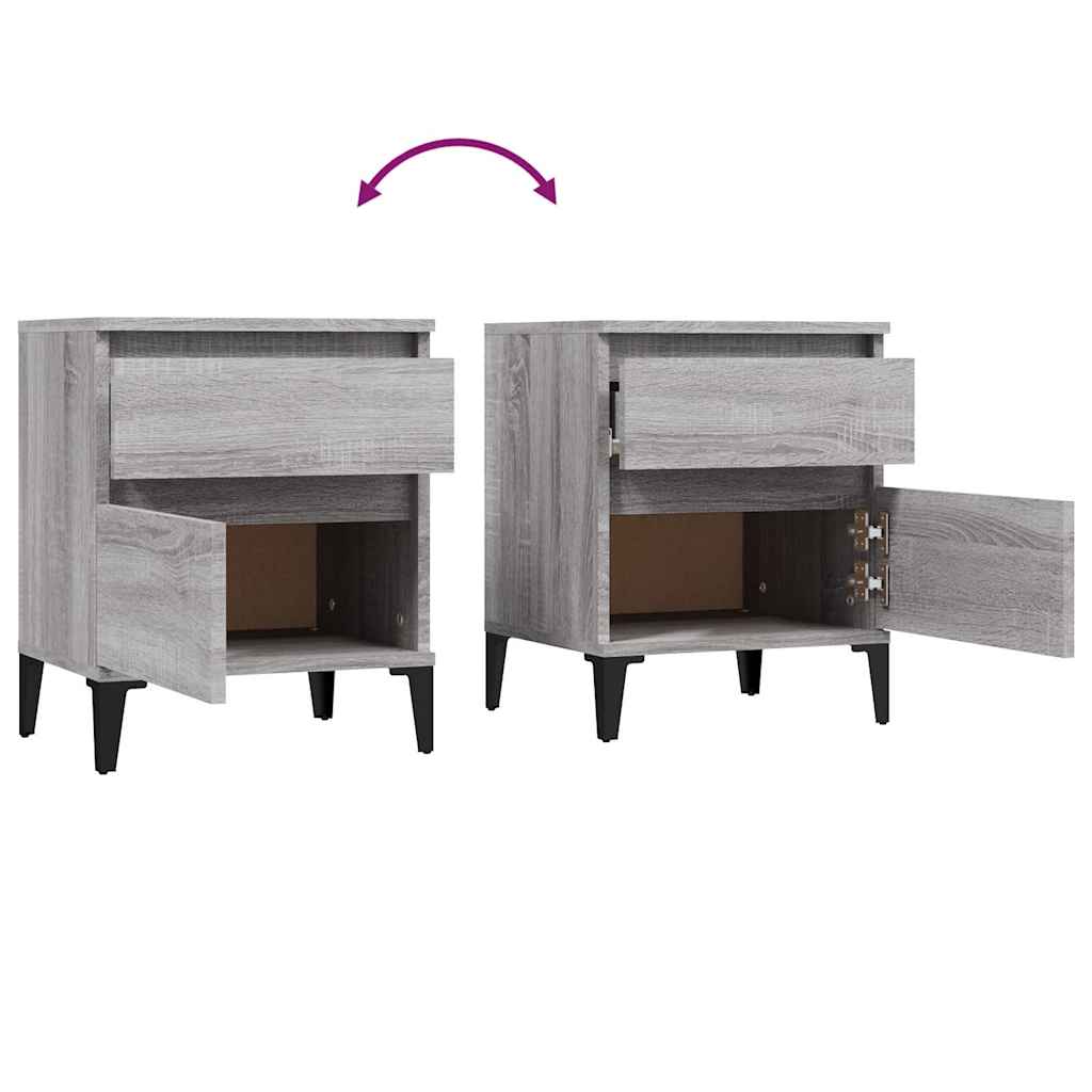 Comodino 2 pz Grigio Sonoma 40x35x50 cm
