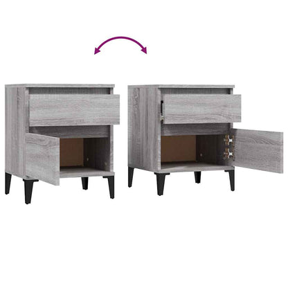 Comodino 2 pz Grigio Sonoma 40x35x50 cm