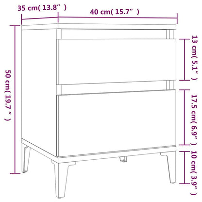 Comodino 2 pz Grigio Sonoma 40x35x50 cm