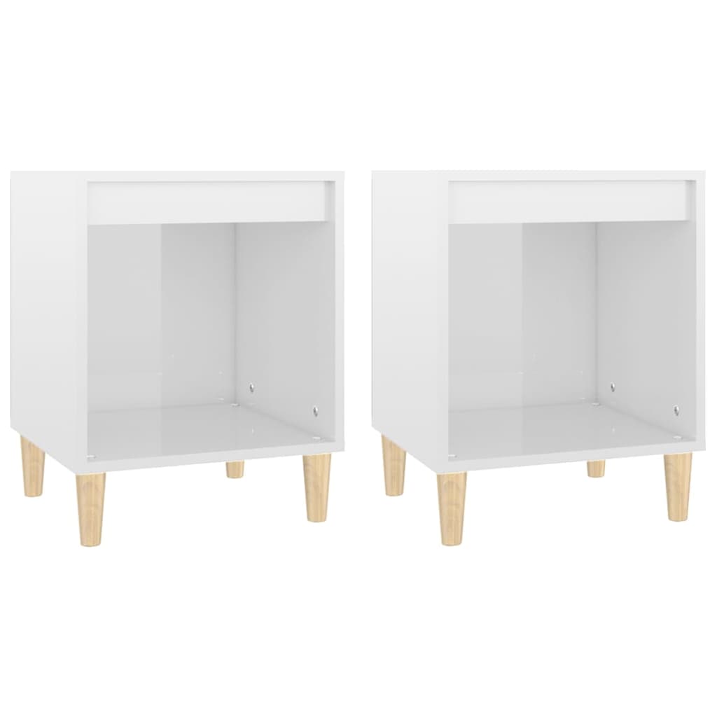 Comodini 2 pz in Bianco Lucido 40x35x50 cm - homemem39