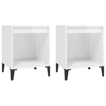 Comodini 2 pz in Bianco Lucido 40x35x50 cm - homemem39