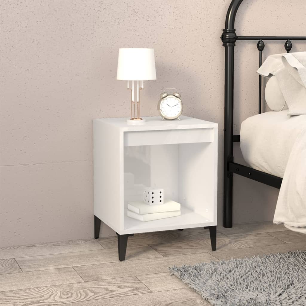 Comodini 2 pz in Bianco Lucido 40x35x50 cm - homemem39