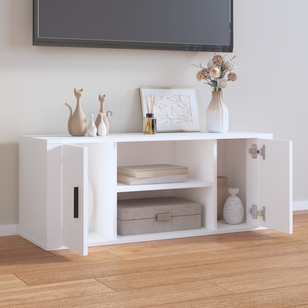 Mobile Porta TV Bianco 100x35x40 cm in Legno Multistrato - homemem39