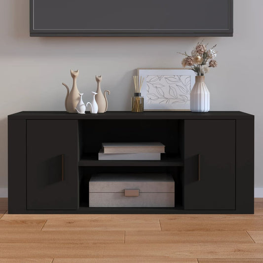 Mobile Porta TV Nero 100x35x40 cm in Legno Multistrato - homemem39