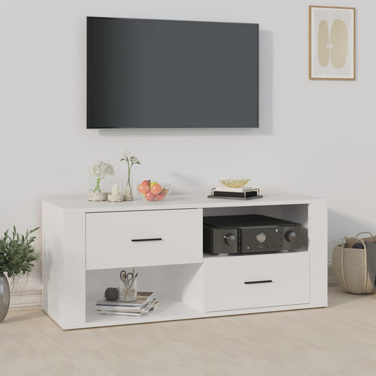 Mobile Porta TV Bianco 100x35x40 cm in Legno Multistrato | homemem39