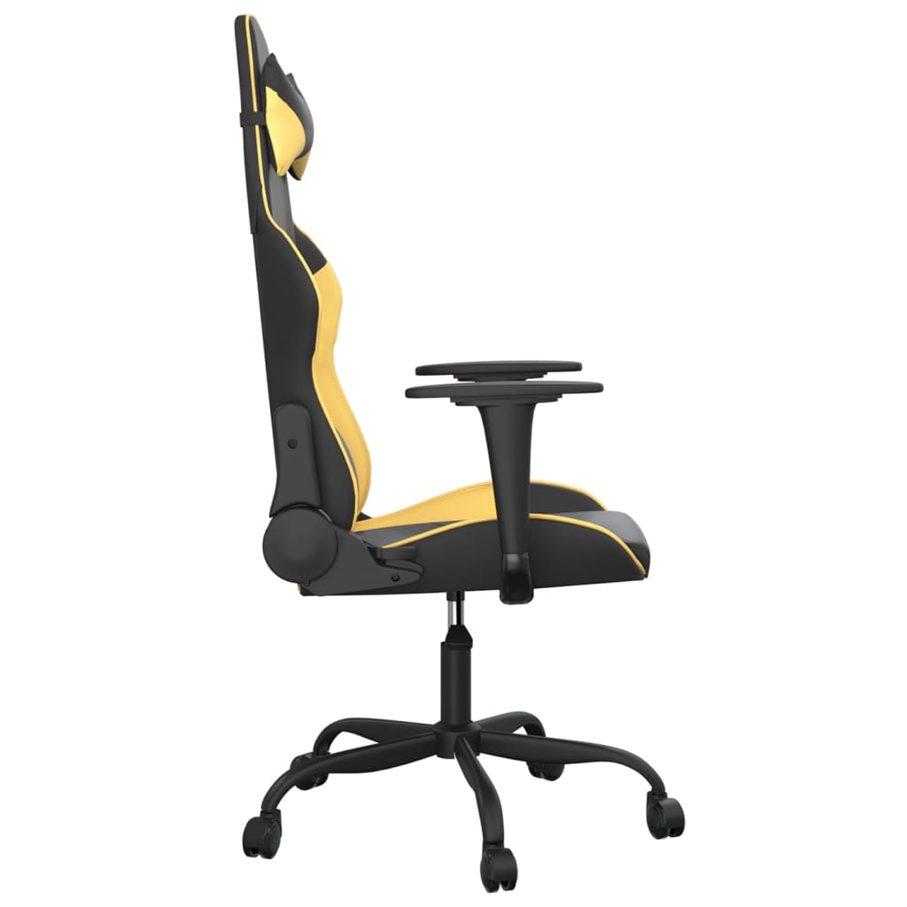 Black and Gold Gaming Chair in Faux Leather