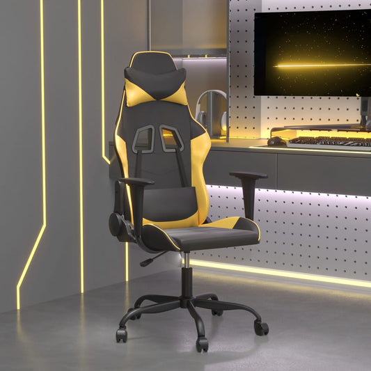 Black and Gold Gaming Chair in Faux Leather