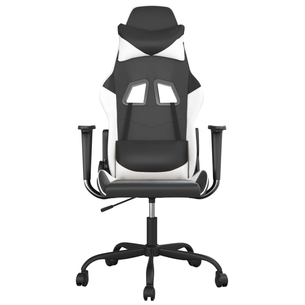 Black and White Faux Leather Gaming Chair