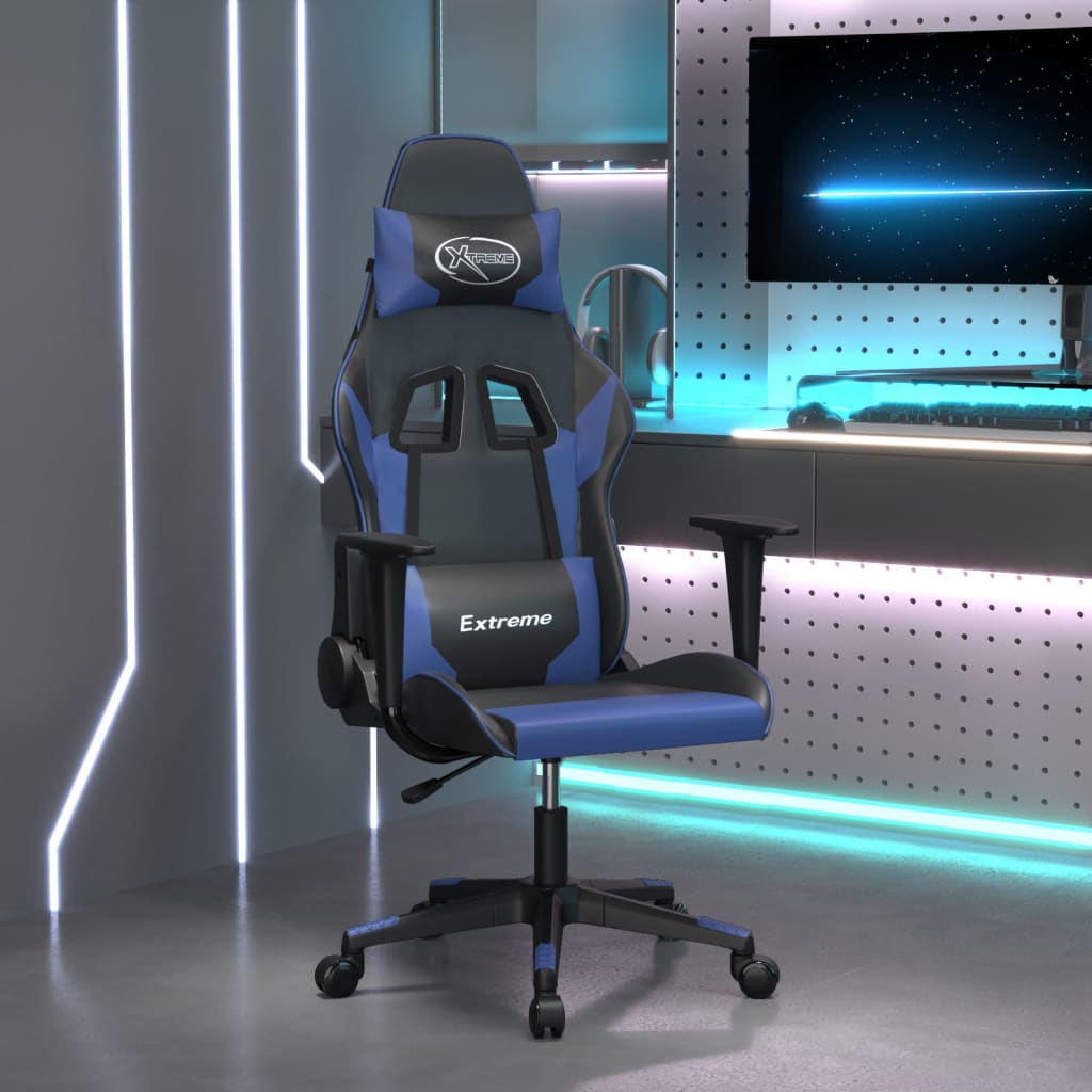 Black and Blue Gaming Chair in Faux Leather